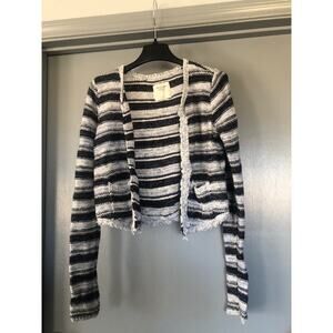 Women's Abercrombie & Fitch Open Cardigan Sz L Long Sleeves Fringe Front and Hem